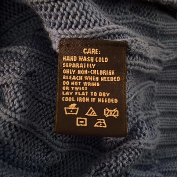 Ralph Lauren Women’s Periwinkle Blue Cable Knit V-Neck 100% Cotton Sweater XL - Picture 8 of 15